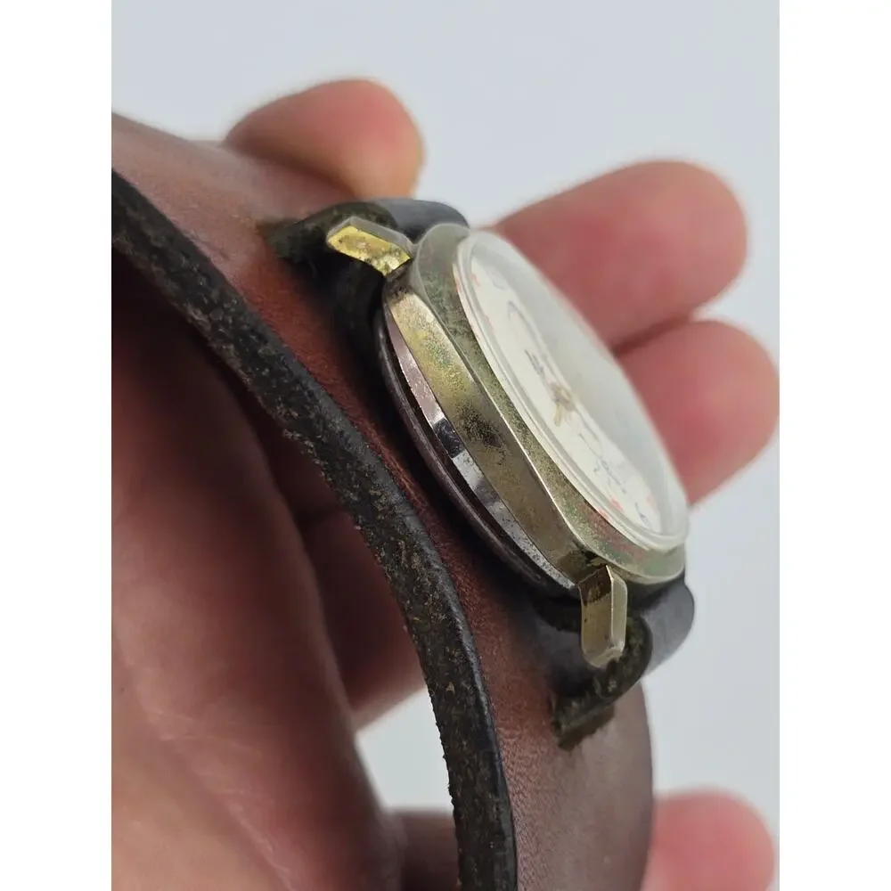 Vintage Spiro Agnew Mechanical Watch w/ Leather wrap wrist bracelet not working